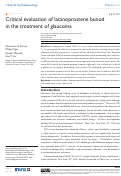 Cover page: Critical evaluation of latanoprostene bunod in the treatment of glaucoma.