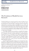Cover page: The Evolution of Health Services Research