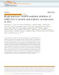 Cover page: Broad-spectrum CRISPR-mediated inhibition of SARS-CoV-2 variants and endemic coronaviruses in vitro