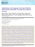 Cover page: Handedness and language learning disability differentially distribute in progressive aphasia variants