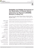 Cover page: Reliability and Validity Assessment of the Observation of Human-Animal Interaction for Research (OHAIRE) Behavior Coding Tool
