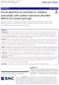 Cover page: Social attention to activities in children and adults with autism spectrum disorder: effects of context and age