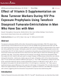 Cover page: Effect of Vitamin D Supplementation on Bone Turnover Markers During HIV Pre-Exposure Prophylaxis Using Tenofovir Disoproxil Fumarate-Emtricitabine in Men Who Have Sex with Men