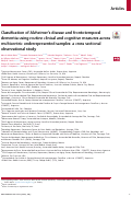 Cover page: Classification of Alzheimer's disease and frontotemporal dementia using routine clinical and cognitive measures across multicentric underrepresented samples: A cross sectional observational study