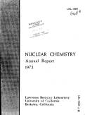 Cover page: NUCLEAR CHEMISTRY ANNUAL REPORT 1972