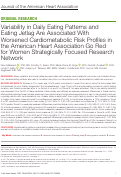 Cover page: Variability in Daily Eating Patterns and Eating Jetlag Are Associated With Worsened Cardiometabolic Risk Profiles in the American Heart Association Go Red for Women Strategically Focused Research Network