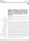 Cover page: Adaptive Behavior as an Alternative Outcome to Intelligence Quotient in Studies of Children at Risk: A Study of Preschool-Aged Children in Flint, MI, USA.