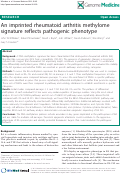 Cover page: An imprinted rheumatoid arthritis methylome signature 
reflects pathogenic phenotype
