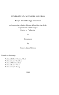 Cover page: Essays About Energy Economics