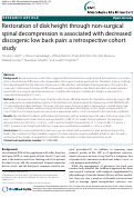 Cover page: Restoration of disc height through non-invasive spinal decompression is associated with decreased discogenic low back pain: a retrospective cohort study