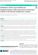 Cover page: Validation of the Lean Healthcare Implementation Self-Assessment Instrument (LHISI) in the finnish healthcare context