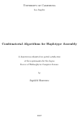 Cover page: Combinatorial Algorithms for Haplotype Assembly