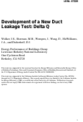 Cover page: Development of a New Duct Leakage Test: Delta Q