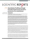 Cover page: Quantitative Profiling of Single Formalin Fixed Tumour Sections: proteomics for translational research