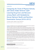 Cover page: Comparing the Trend of Physical Activity and Caloric Intake between Lipid-Lowering Drug Users and Nonusers among Adults with Dyslipidemia: Korean National Health and Nutrition Examination Surveys (2010–2013)