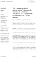 Cover page: The multidimensional assessment of interoceptive awareness, version 2: Translation and psychometric properties of the Chinese version.
