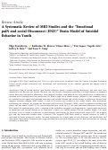 Cover page: A Systematic Review of MRI Studies and the “Emotional paiN and social Disconnect (END)” Brain Model of Suicidal Behavior in Youth