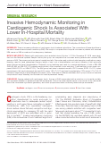 Cover page: Invasive Hemodynamic Monitoring in Cardiogenic Shock Is Associated With Lower In‐Hospital Mortality