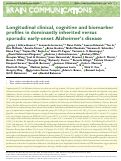 Cover page: Longitudinal clinical, cognitive and biomarker profiles in dominantly inherited versus sporadic early-onset Alzheimer’s disease
