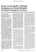 Cover page: Factors in the quality of patient evaluations in general hospital psychiatric emergency services