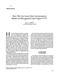 Cover page: How we can Learn How Governments Matter to Management and Organization