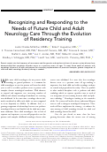 Cover page: Recognizing and Responding to the Needs of Future Child and Adult Neurology Care Through the Evolution of Residency Training