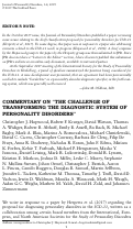 Cover page: Commentary on "The Challenge of Transforming the Diagnostic System of Personality Disorders".