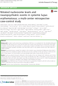 Cover page: Nitrated nucleosome levels and neuropsychiatric events in systemic lupus erythematosus; a multi-center retrospective case-control study