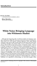 Cover page: White Noise: Bringing Language into Whiteness Studies