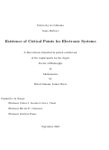Cover page: Existence of Critical Points for Electronic Systems