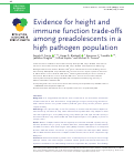 Cover page: Evidence for height and immune function trade-offs among preadolescents in a high pathogen population