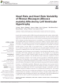 Cover page: Heart Rate and Heart Rate Variability of Rhesus Macaques (Macaca mulatta) Affected by Left Ventricular Hypertrophy