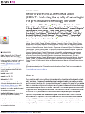 Cover page: Reporting preclinical anesthesia study (REPEAT): Evaluating the quality of reporting in the preclinical anesthesiology literature