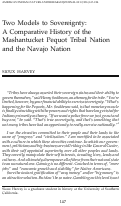 Cover page: Two Models to Sovereignty: A Comparative History of the Mashantucket Pequot Tribal Nation and the Navajo Nation
