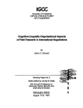 Cover page: Cognitive-Linguistic-Organizational Aspects of Field Research in International Relations. Working Paper No. 5, First Annual Conference on Discourse, Peace, Security and International Society