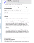 Cover page: Identification of risk for severe psychiatric comorbidity in pediatric epilepsy