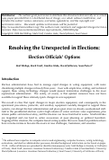 Cover page: Resolving the Unexpected in Elections: Election Officials' Options