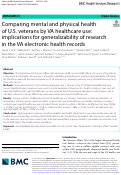 Cover page: Comparing mental and physical health of U.S. veterans by VA healthcare use: implications for generalizability of research in the VA electronic health records
