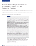 Cover page: A Novel Ambulatory Curriculum for Pulmonary and Critical Care Fellowship Training
