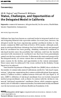 Cover page: Status, Challenges, and Opportunities of the Delegated Model in California