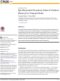 Cover page: Eye Movements Provide an Index of Veridical Memory for Temporal Order