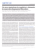 Cover page: De novo mutations in regulatory elements in neurodevelopmental disorders