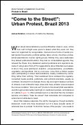 Cover page: "Come to the street!": Urban protest, Brazil 2013