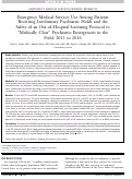 Cover page: Emergency Medical Services Use Among Patients Receiving Involuntary Psychiatric Holds and the Safety of&nbsp;an Out-of-Hospital Screening Protocol to “Medically Clear” Psychiatric Emergencies in the Field, 2011 to 2016