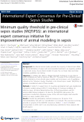 Cover page: Minimum quality threshold in pre-clinical sepsis studies (MQTiPSS): an international expert consensus initiative for improvement of animal modeling in sepsis
