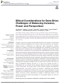Cover page: Ethical Considerations for Gene Drive: Challenges of Balancing Inclusion, Power and Perspectives.