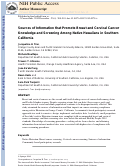 Cover page: Sources of Information that Promote Breast and Cervical Cancer Knowledge and Screening Among Native Hawaiians in Southern California
