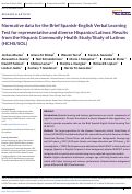 Cover page: Normative data for the Brief Spanish‐English Verbal Learning Test for representative and diverse Hispanics/Latinos: Results from the Hispanic Community Health Study/Study of Latinos (HCHS/SOL)