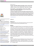 Cover page: Sugar-sweetened beverages and colorectal cancer risk in the California Teachers Study
