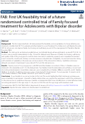 Cover page: FAB: First UK feasibility trial of a future randomised controlled trial of Family focused treatment for Adolescents with Bipolar disorder